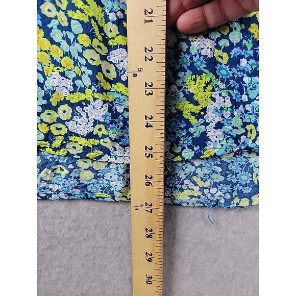 Jones NY Blue Ditsy Floral Flouncy Cottagecore SS V Neck Blouse Women's Plus 1X - Picture 8 of 12